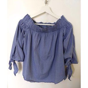 H&M Blue Off Shoulder Top Size 8